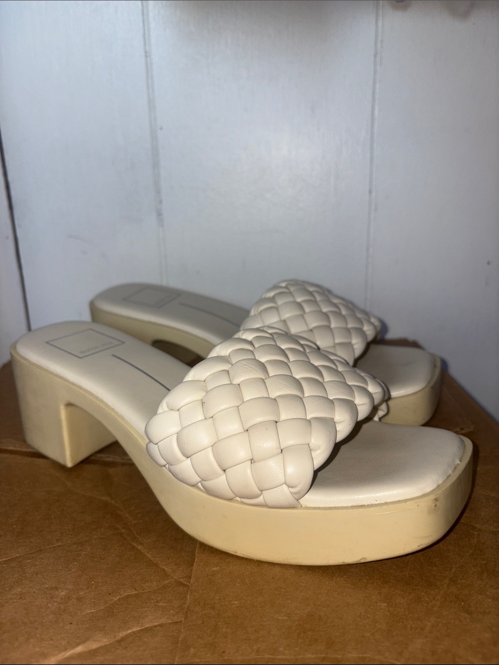 Dolce Vita Woven Strap Cream Platform Sandals size 8